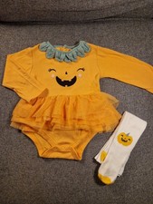 Baby Girls Halloween Pumpkin Tutu Vest & Tights 6-9 Months Fancy dress F13