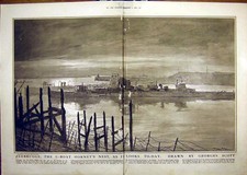 Original Old Vintage Print Zeebrugge U-Boat Scott Belgium German Ww1 Port 1919