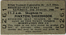 B.T.C. (E) - Reserved Seat. 13 Aug 60 (11.2 am). SKEGNESS to PINXTON/SHIREBROOK
