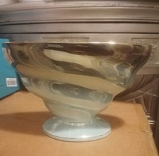 C T & Sons Maling Fan Vase Lustre Ware with Gold Gilding Footed Stamped 