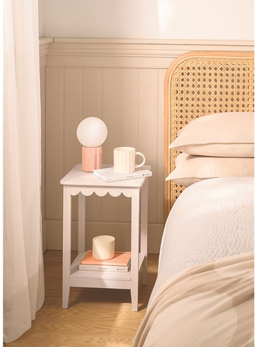 Cream scallop bedside table - scallop,
