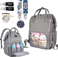 Baby Maternity Bag Backpack Waterproof Nappy Bag Large Capacity Changing Grey