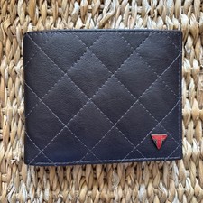 Triumph Folding Black Leather Square Wallet