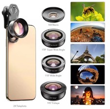 APEXEL 5 in 1 Camera phone lens kit 4K HD 170° Wide 10x macro super Fisheye Lens