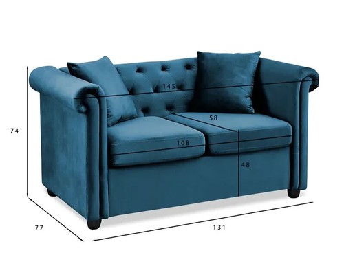 Velvet chesterfield seater - velvet, 2