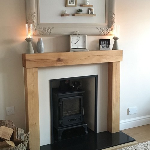 Oak beam fire surround wooden - fire,