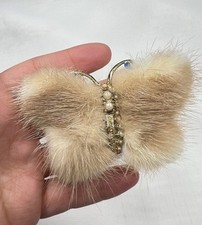 Vintage Natural Mink Butterfly Brooch (2б)
