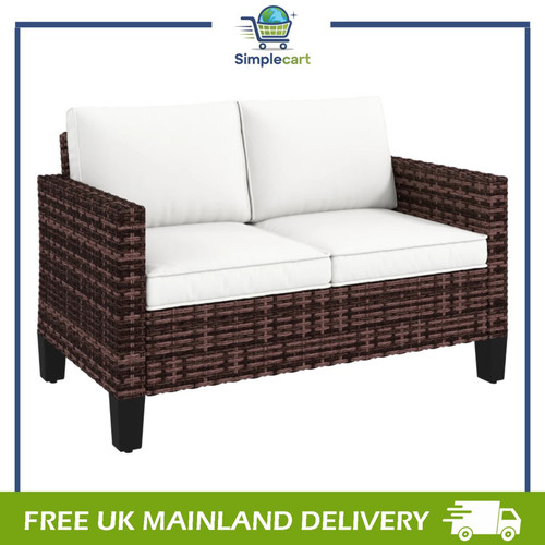 Rattan sofa with - cushions,, 2