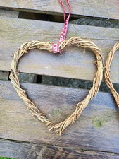 5 x Natural Wicker Hearts 20cm/14cm Rustic Home Decor Barn Weddings