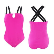 Sexy One Piece Swimsuit Cross Padded Monokini Pink Plus Size UK 10-18 8075