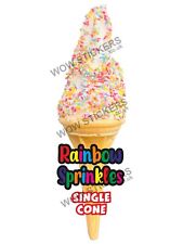 Ice cream van sticker Rainbow Sprinkles single Cone whippy trailer cafe decals
