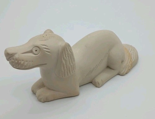 Vtg hand carved stone dog - hand,
