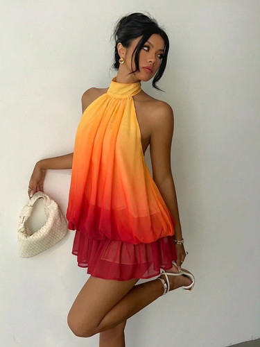 Women halter chiffon mini - chiffon,