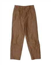 RAINBOW Womens Straight Leather Trousers IT 46 Large W32 L27 Brown CN75