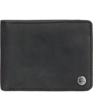 Quiksilver Men's Tri-Fold RFID Leather Wallet ~ Mack 2 black