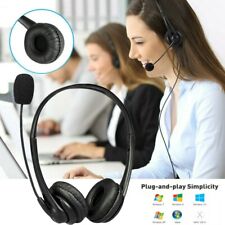 USB Wired Headset Headphones with Microphone MIC for Call PC Computer Laptop UK