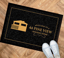 Personalised Caravan door mat - Holiday Home - static Cabin  60 x 40 cm V2