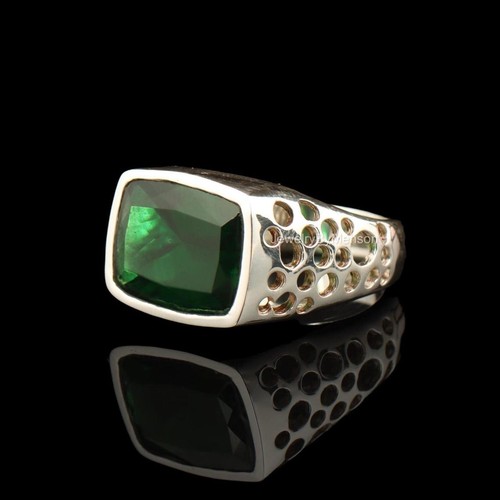 Emerald sterling silver signet - sterling,