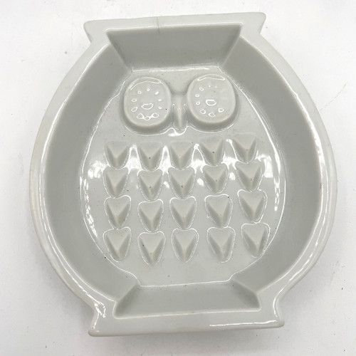 White ceramic owl soap trinket - white,