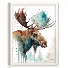 Watercolour Moose Art Print
