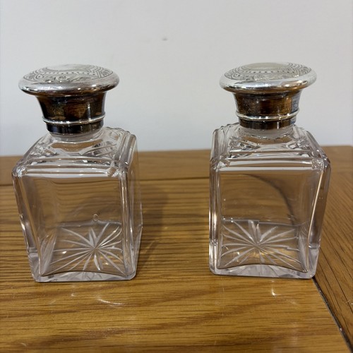 Pair cut glass perfume - cut,