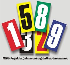 Durable laminated MSUK size Kart Race Numbers. Karting Racing.