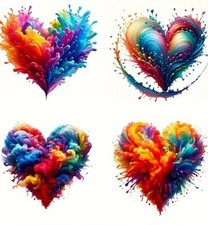 4x COLOURFUL HEART CAR Decal