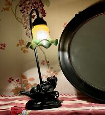 Decorative Lamp by Widdop Bingham, cute child & pet figurine, glass shades