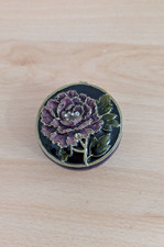 Vintage Metal Jewellery Box Peony Flower Decoration.
