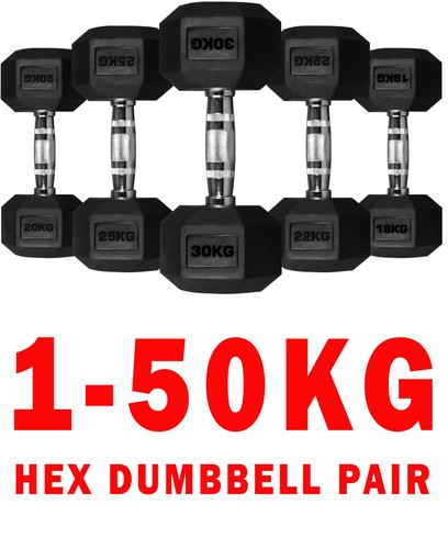 Hex dumbbells rubber encased - hex,
