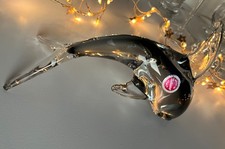 Italian Murano smokey grey clear art Glass Dolphin Figurine Decoration sculpture