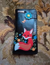 Fox and Flower Black Purse Kukubird