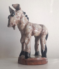 Vintage 1970's Antigua Pottery Ceramic Caribbean Folk Art Donkey Figurine 115mm