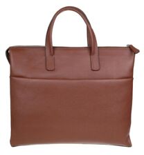 Genuine Leather Briefcase Unisex Men Ladies Plain Satchel Office Croosbody