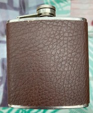 vintage hip flask brown leather