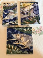 1 TILE plus RECLAIMED VINTAGE WILLIAM DE MORGAN PERSIAN FISH FRIEZE Tiles morris