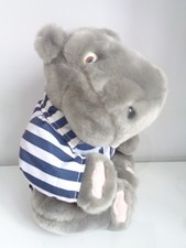 Vintage Large Silentnight Hippo with striped pyjamas Soft Plush Toy 12 inch tall