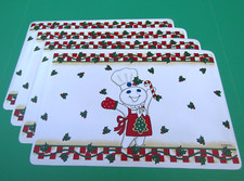 FS Lot of 4 Pillsbury Doughboy CHRISTMAS PLACEMATS WARM GREETINGS-Very Nice&Rare