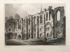 1852 Antique Print; Dunfermline Abbey Refractory, Fife, Scotland after Billings 