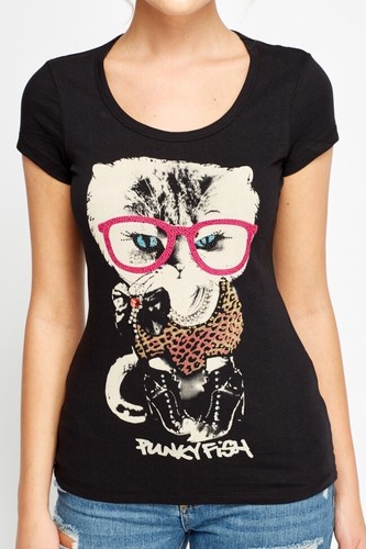 Punky fish jeweled cat print - punky,