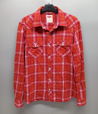 Levis Mens Shirt Size Large Red Check Plaid Pearl Button - White Tab