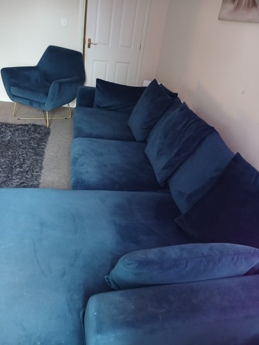 Dfs plush velvet blue sofa - plush,