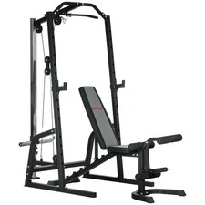 SPORTNOW Smith Machine Power Rack with Pull Up Bar, Lat Pull Down System