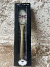 Letter Opener, Leonardo Collection, brass with Dragonfly On Glass Handle, boxed