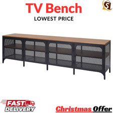 IKEA FJALLBO TV Bench Unit Black Metal Rustic Industrial Style Storage Stand New