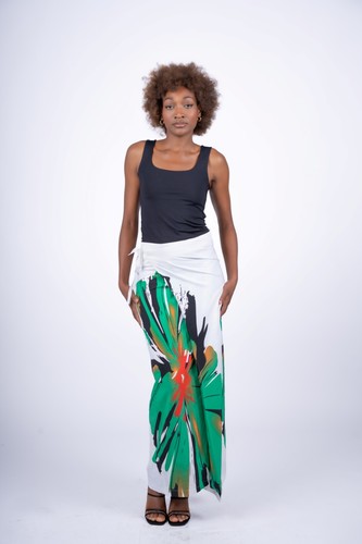 Emerald bloom wrapped skirt - emerald,
