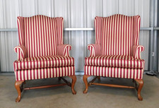 Pair of Queen Anne Style Red &