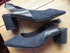 Black Slingback Block Heeled