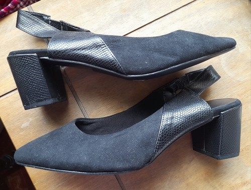 Black slingback block heeled - black,