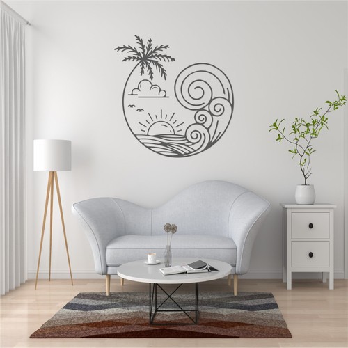Sunset swirl palm tree - sunset, |